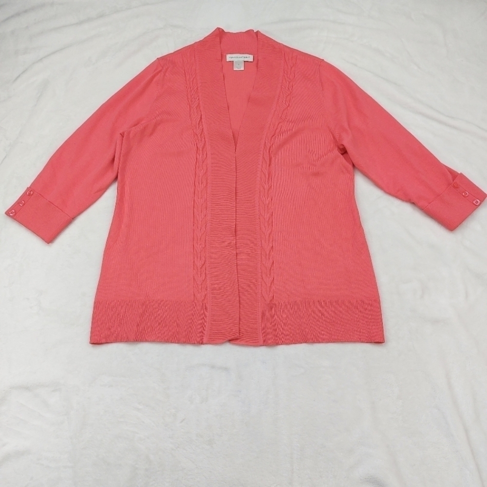 CHRISTOPHER & BANKS WOMENS PINK OPEN FRONT KNIT RAYON BLEND CARDIGAN SIZE SMALL